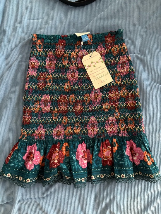 Anthropologie Dresses & Skirts - Anthropologie Teal Floral Smocked Mini Skirt
